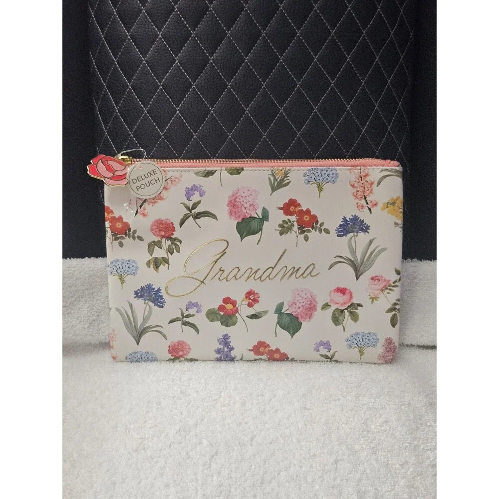 Corrine Haig Designs Grandma Floral Deluxe Pouch Cosmetic Bag Rose Charm